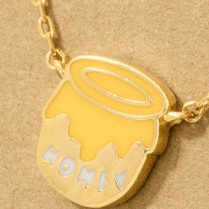 18K Gold Plated Epoxy Honey Pot Pendant Necklace - Love Mi