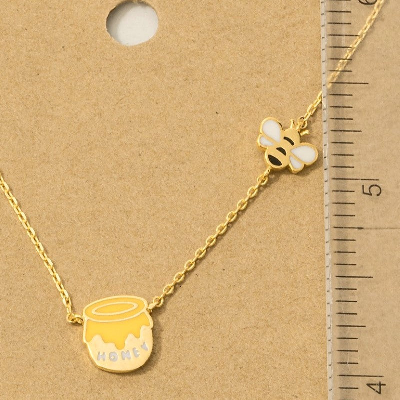 18K Gold Plated Epoxy Honey Pot Pendant Necklace - Love Mi