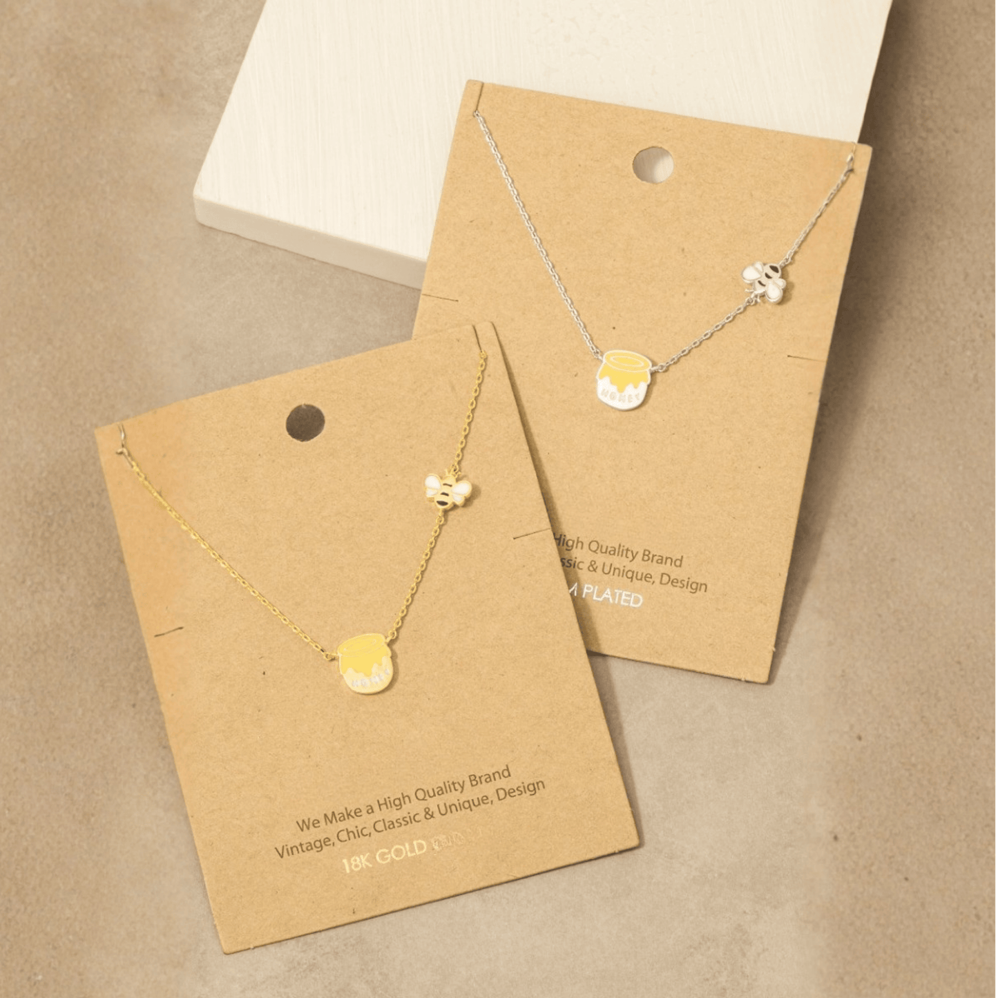 18K Gold Plated Epoxy Honey Pot Pendant Necklace - Love Mi