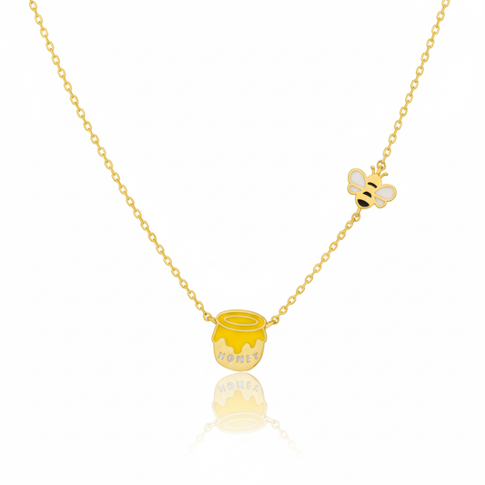 18K Gold Plated Epoxy Honey Pot Pendant Necklace - Love Mi