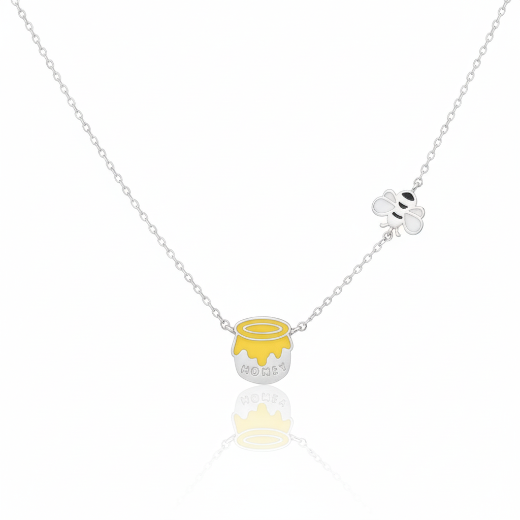 18K Gold Plated Epoxy Honey Pot Pendant Necklace - Love Mi