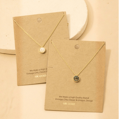 18K Gold Plated Shell Smiley Face Pendant Necklace