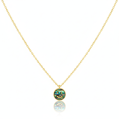 18K Gold Plated Shell Smiley Face Pendant Necklace