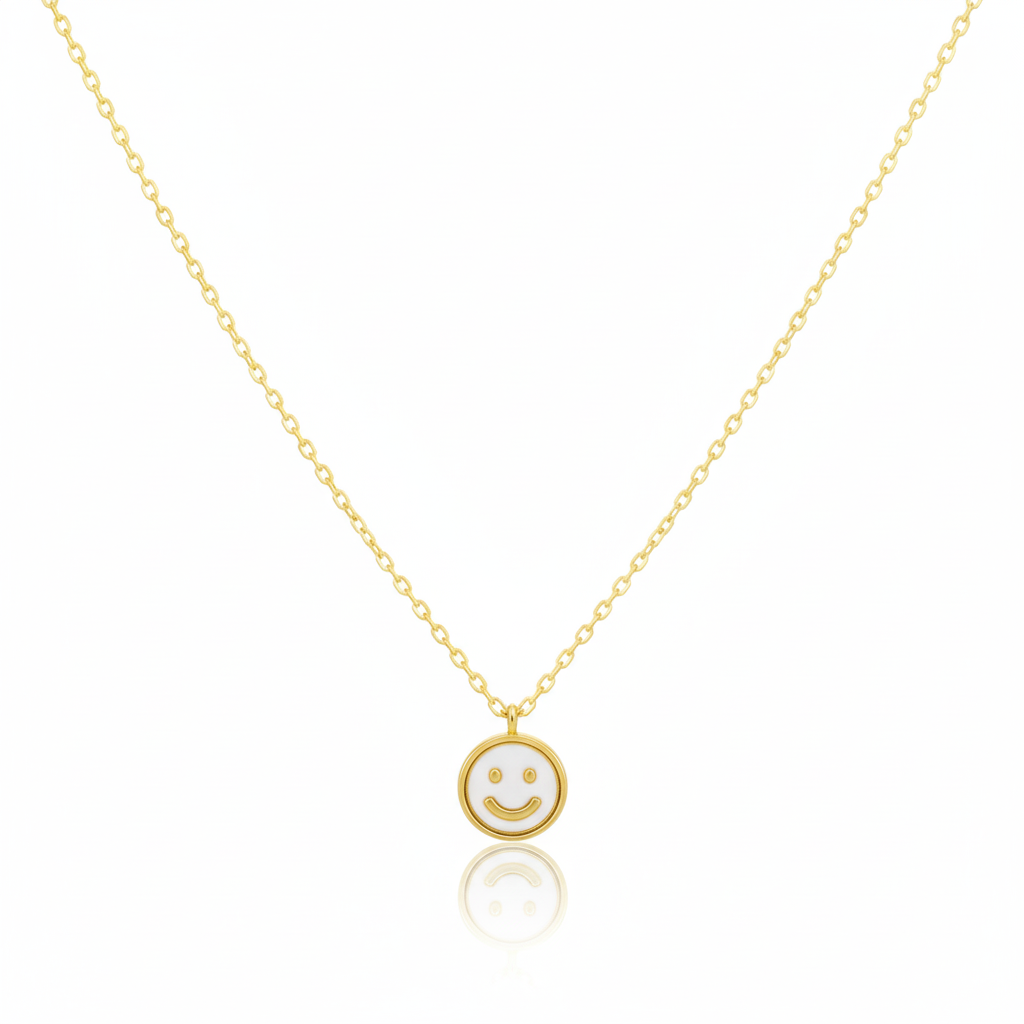 18K Gold Plated Shell Smiley Face Pendant Necklace