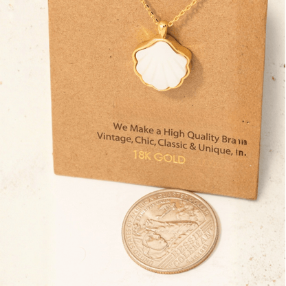 18K Gold Plated Clam Shell Pendant Necklace