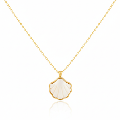 18K Gold Plated Clam Shell Pendant Necklace