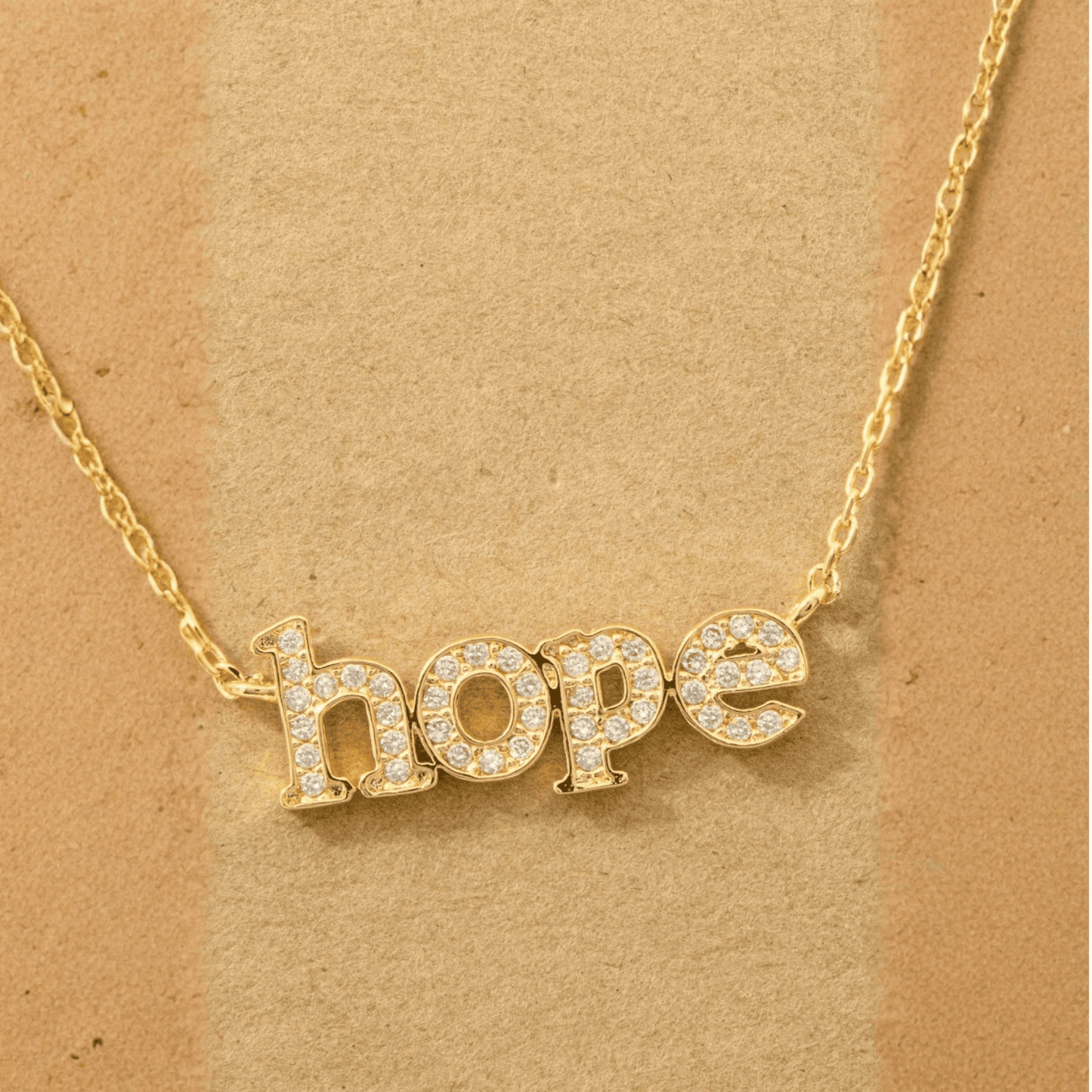 18K Gold Plated Cz Pave Hope Pendant Necklace