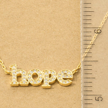18K Gold Plated Cz Pave Hope Pendant Necklace