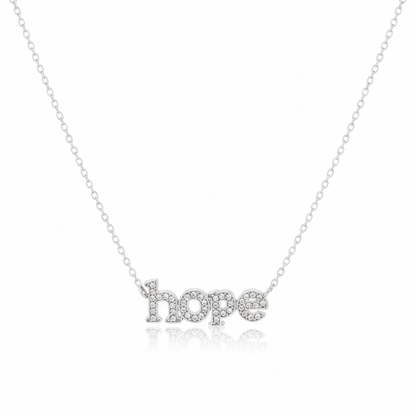 18K Gold Plated Cz Pave Hope Pendant Necklace