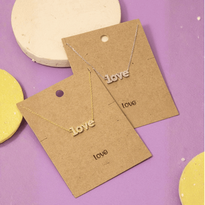 18K Gold Plated Cz Pave Love Pendant Necklace