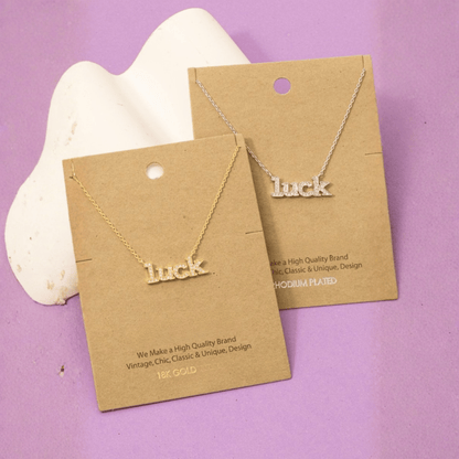 18K Gold Plated Pave Luck Pendant Necklace