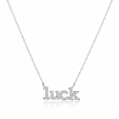 18K Gold Plated Pave Luck Pendant Necklace