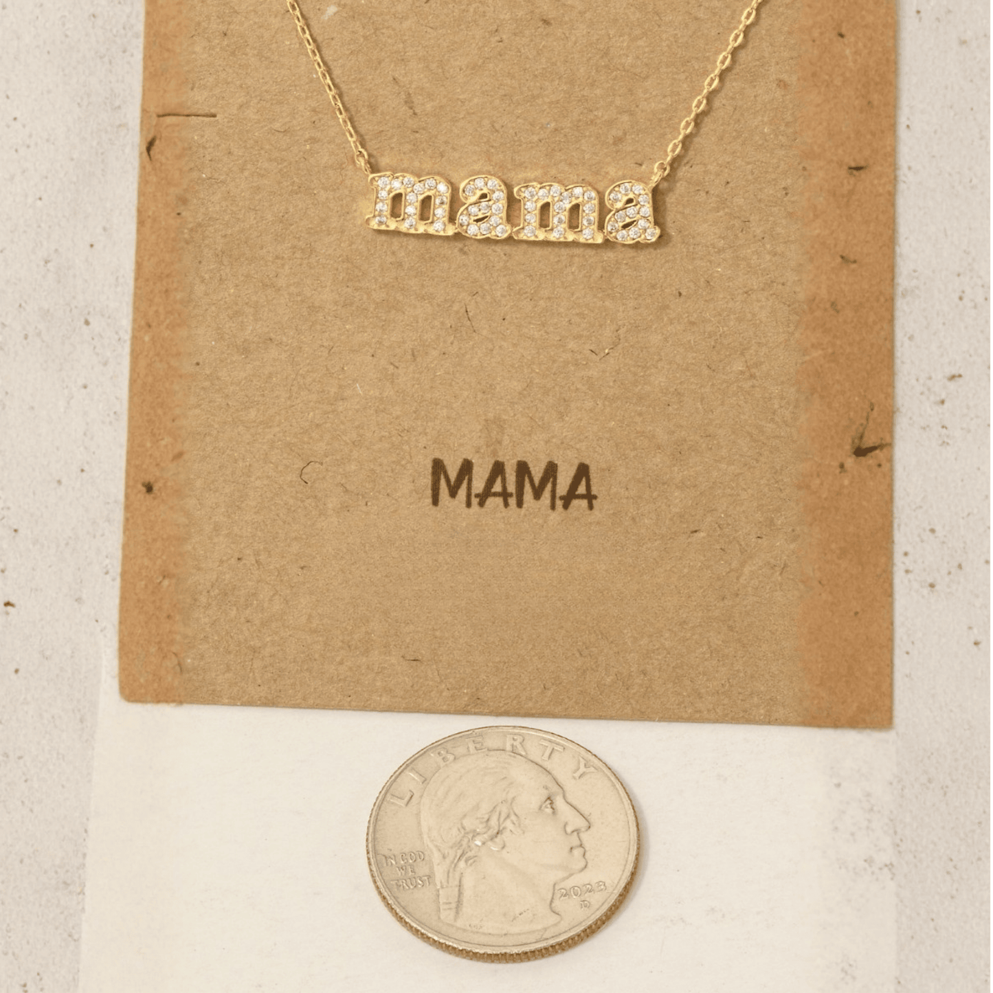 18K Gold Plated Cz Pave Mama Pendant Necklace