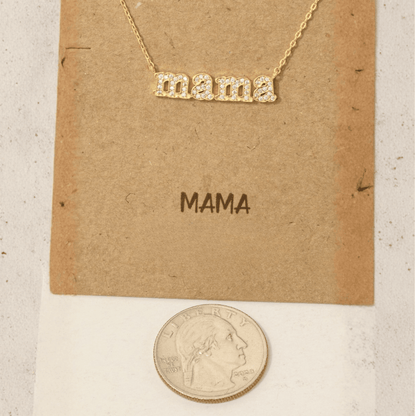 18K Gold Plated Cz Pave Mama Pendant Necklace