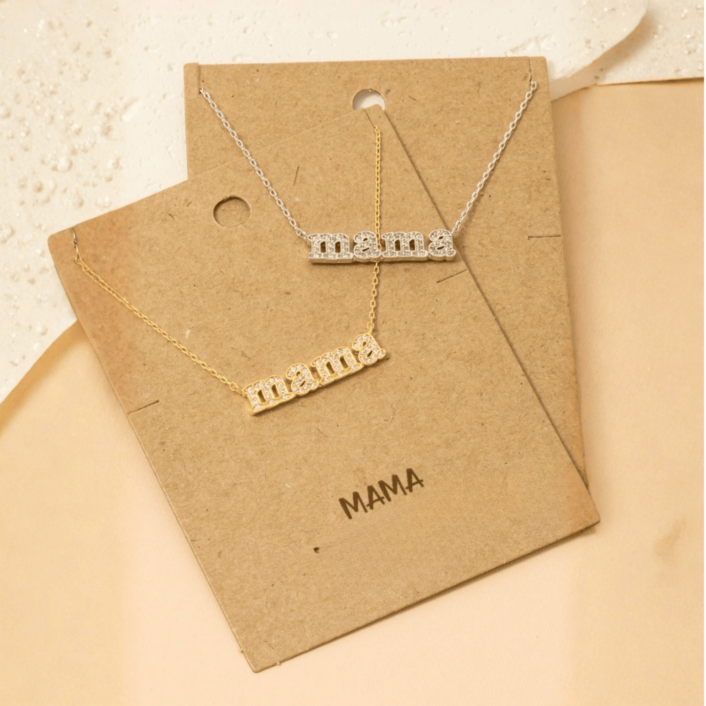 18K Gold Plated Cz Pave Mama Pendant Necklace