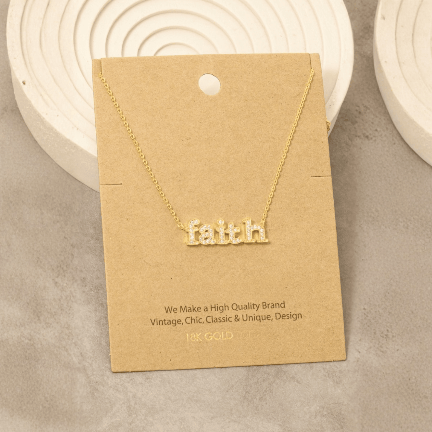 18K Gold Plated Faith Pendant Necklace
