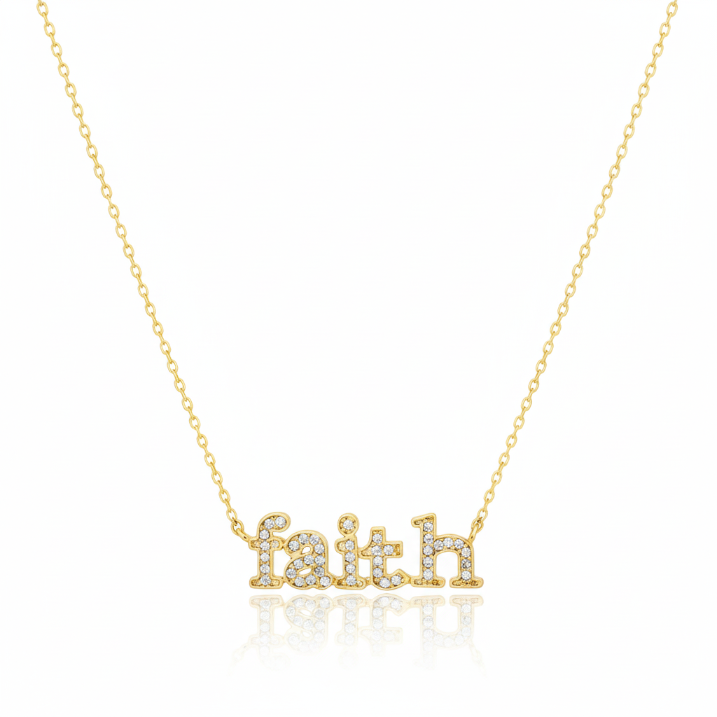 18K Gold Plated Faith Pendant Necklace