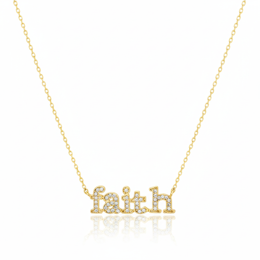 18K Gold Plated Faith Pendant Necklace