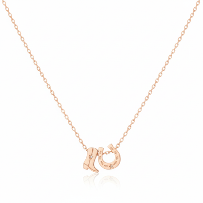 18K Gold Plated Cowboy Boots & Horseshoe Charm Necklace - Love Mi
