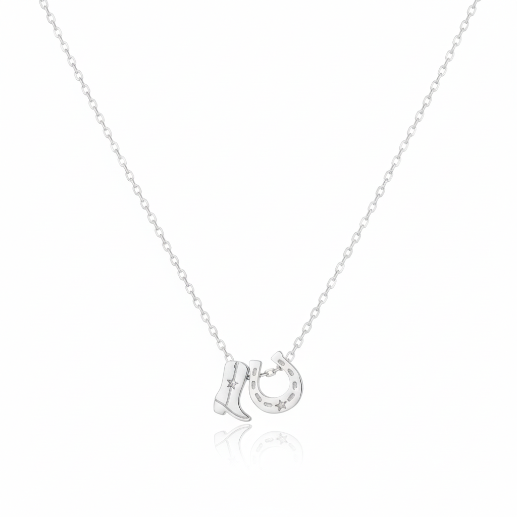 18K Gold Plated Cowboy Boots & Horseshoe Charm Necklace - Love Mi