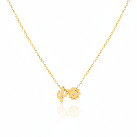 18K Gold Plated Cactus And Sun Charms Necklace
