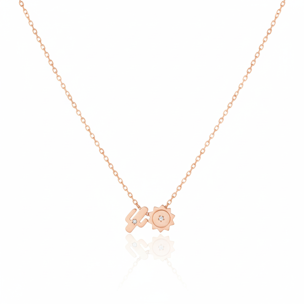 18K Gold Plated Cactus And Sun Charms Necklace
