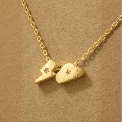 18K Gold Plated Lightning And Cloud Charms Necklace