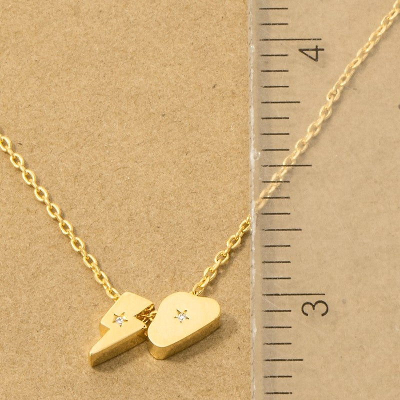 18K Gold Plated Lightning And Cloud Charms Necklace