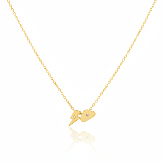 18K Gold Plated Lightning And Cloud Charms Necklace