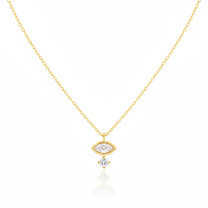 18K Gold Plated Double Cz Charm Necklace