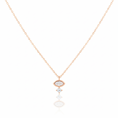 18K Gold Plated Double Cz Charm Necklace