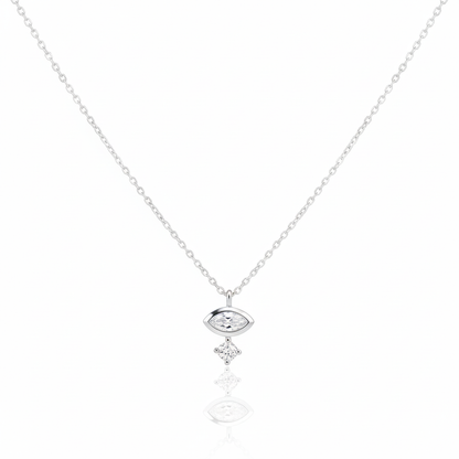 18K Gold Plated Double Cz Charm Necklace