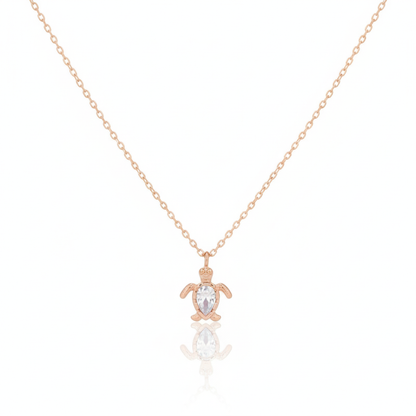 18K Gold Plated Cz Turtle Pendant Necklace