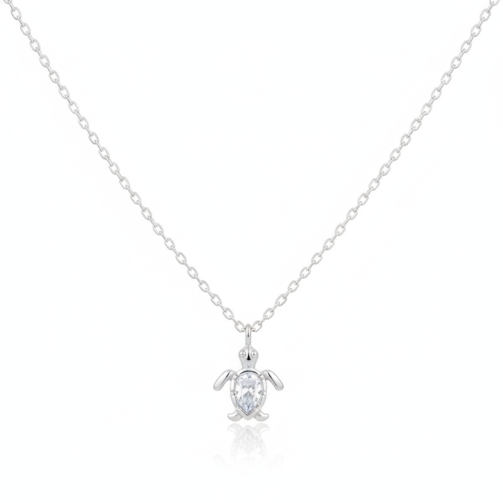 18K Gold Plated Cz Turtle Pendant Necklace