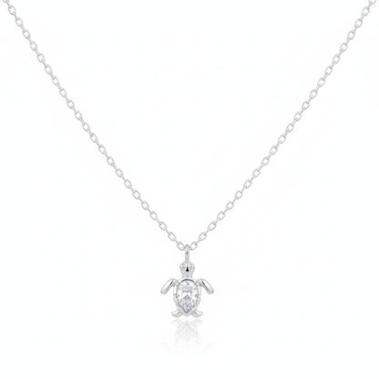 18K Gold Plated Cz Turtle Pendant Necklace