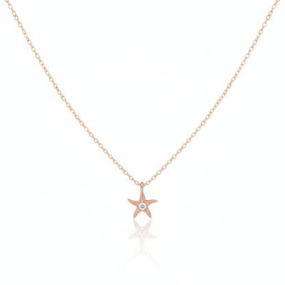 18K Gold Plated Studded Starfish Pendant Necklace