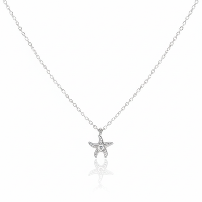 18K Gold Plated Studded Starfish Pendant Necklace