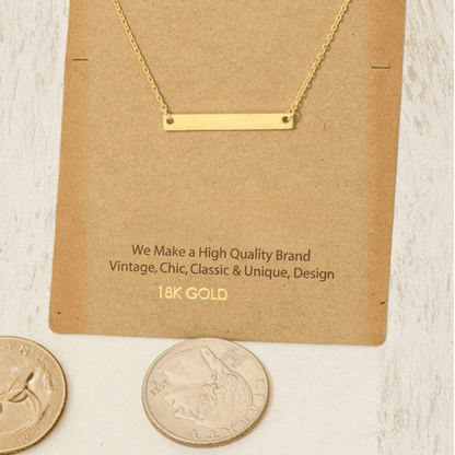 18K Gold Plated Dainty Bar Pendant Necklace - Love Mi