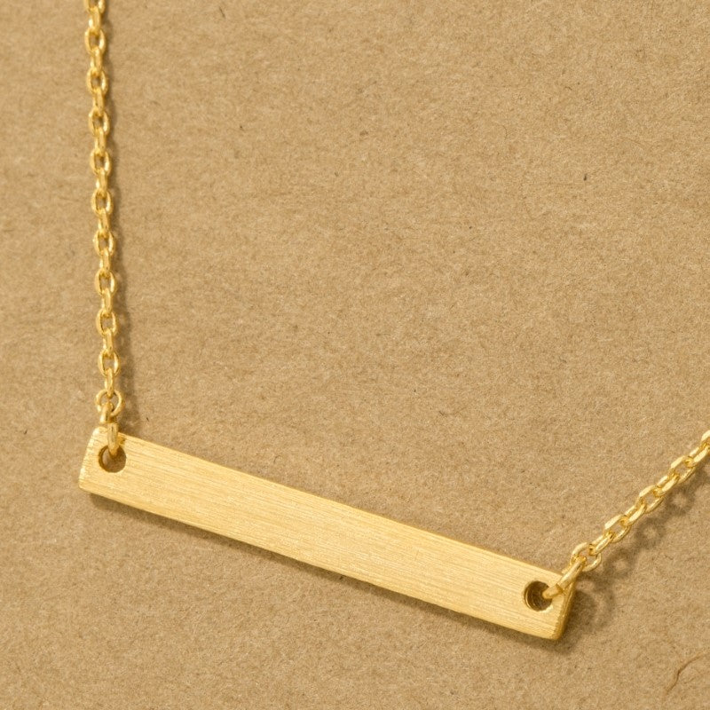 18K Gold Plated Dainty Bar Pendant Necklace - Love Mi