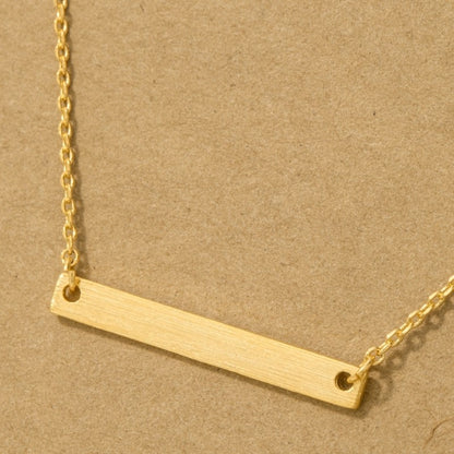18K Gold Plated Dainty Bar Pendant Necklace - Love Mi