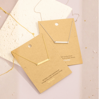 18K Gold Plated Dainty Bar Pendant Necklace - Love Mi