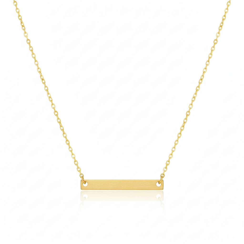 18K Gold Plated Dainty Bar Pendant Necklace - Love Mi