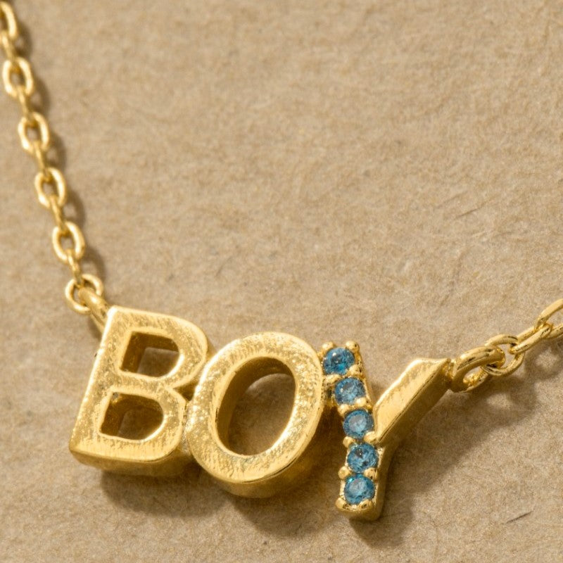 18K Gold Plated CZ Studded Boy Pendant Necklace