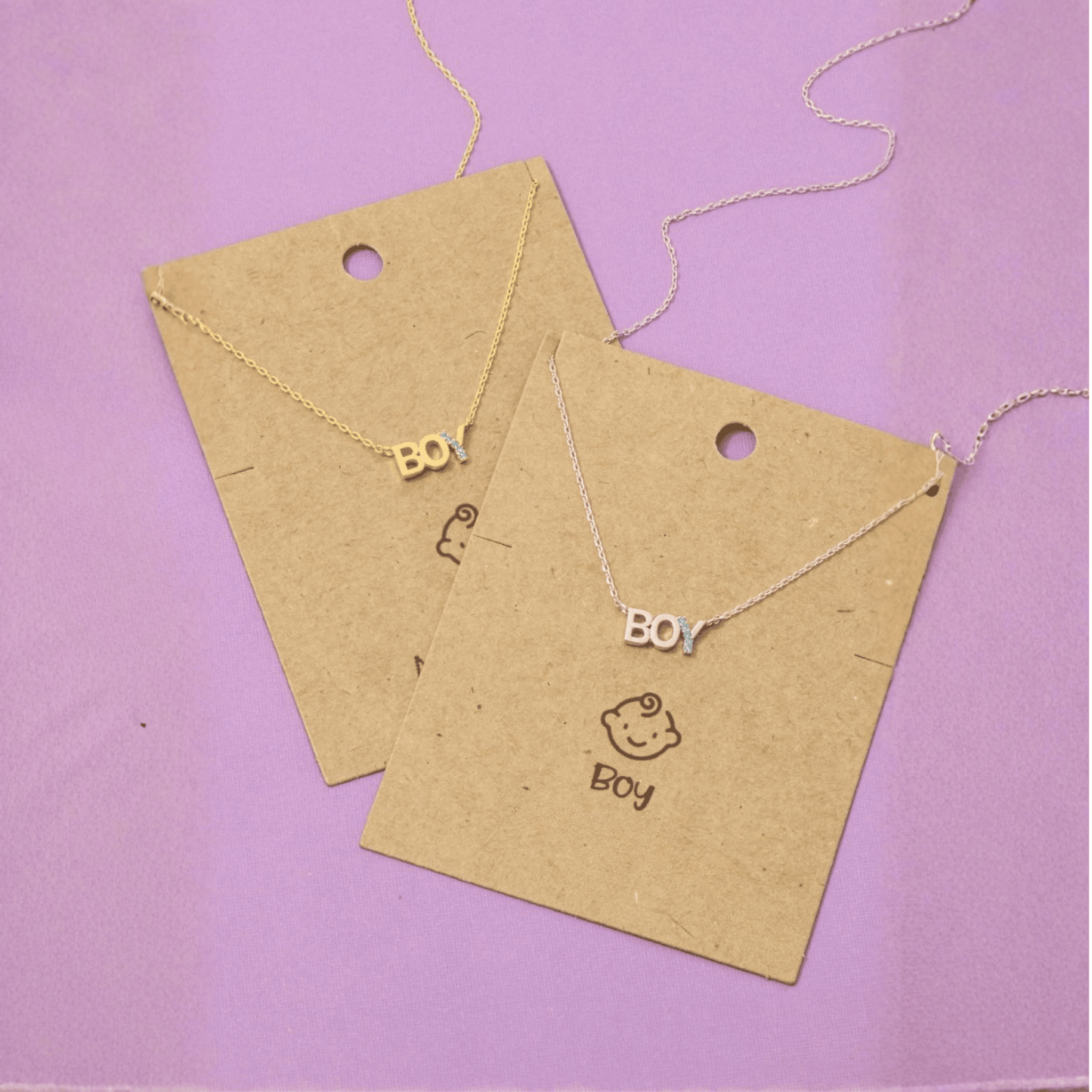 18K Gold Plated CZ Studded Boy Pendant Necklace