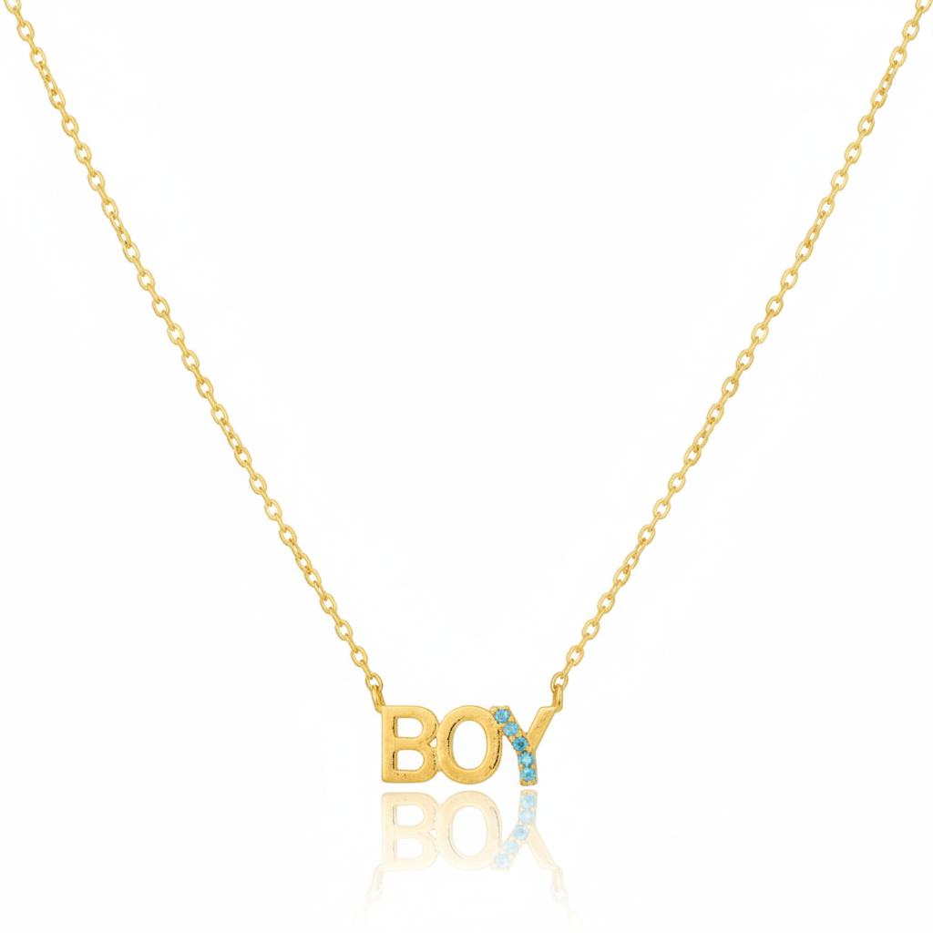 18K Gold Plated CZ Studded Boy Pendant Necklace