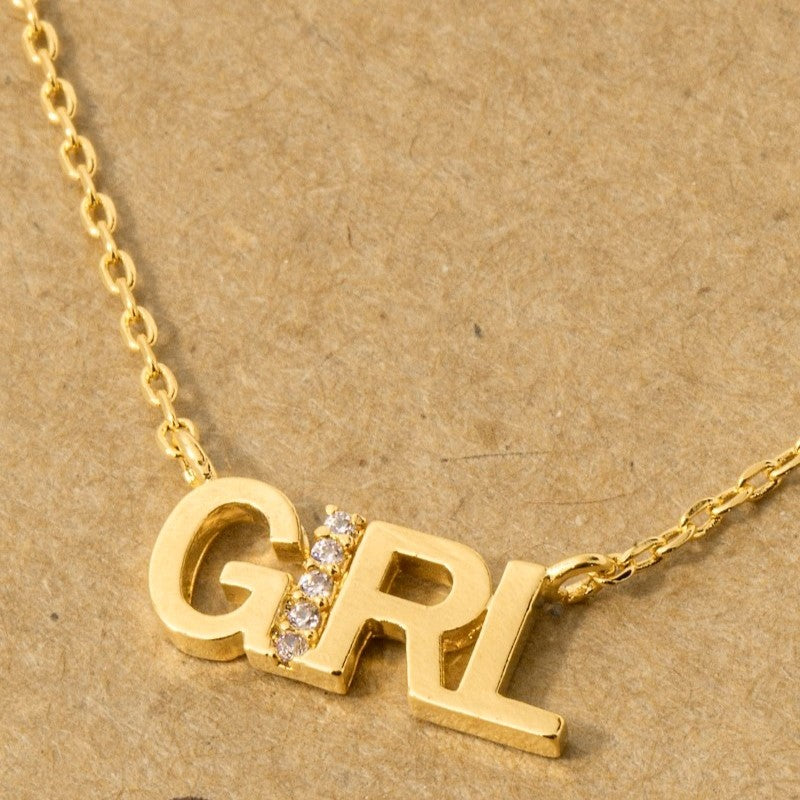 18K Gold Plated CZ Studded Girl Pendant Necklace