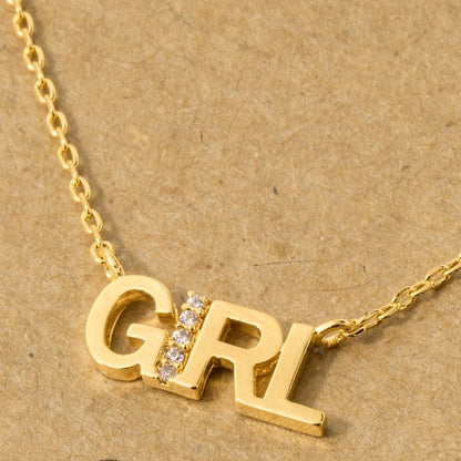18K Gold Plated CZ Studded Girl Pendant Necklace