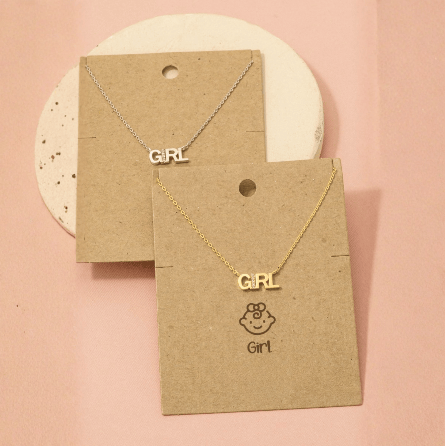 18K Gold Plated CZ Studded Girl Pendant Necklace