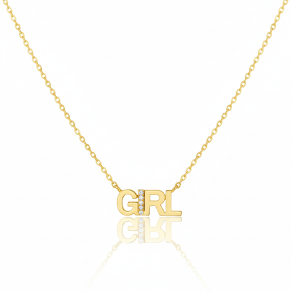 18K Gold Plated CZ Studded Girl Pendant Necklace
