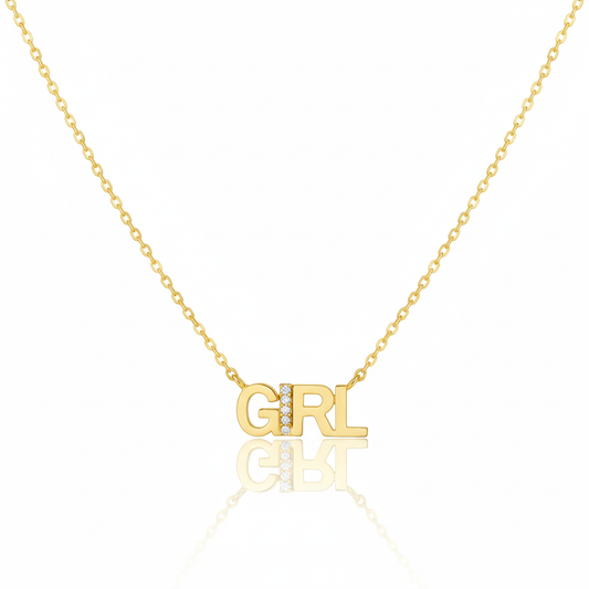 18K Gold Plated CZ Studded Girl Pendant Necklace